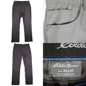 Eddie Bauer Pants Straight Hiking Mens Size 36x32 Flat Front Gray 5-Pocket